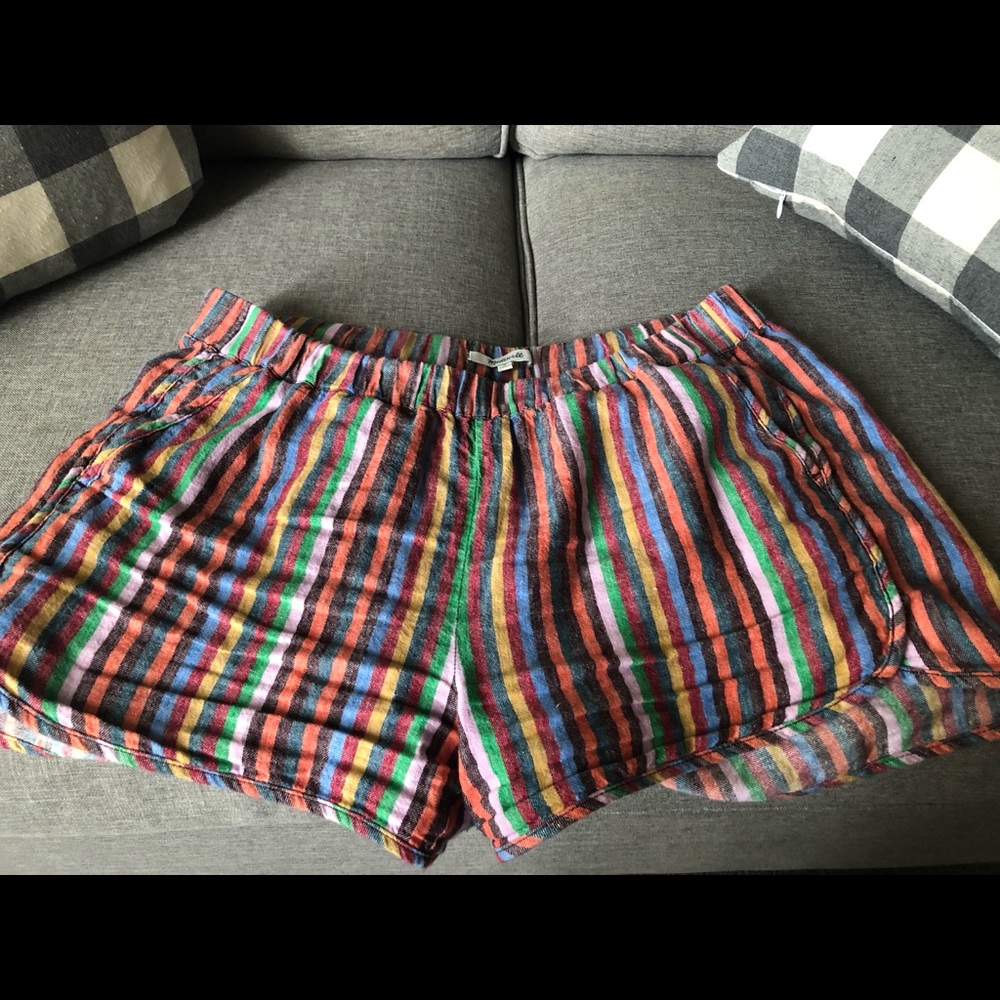 Madewell rainbow stripe pull on shorts w/pockets